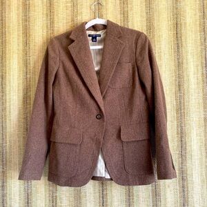 GAP Wool Blazer Top Jacket Suit Coat Women Beige Size 8 Button Fashion Business